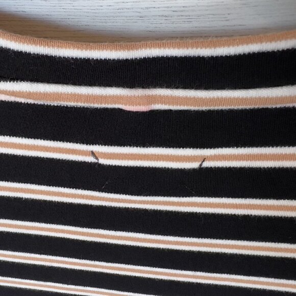 Lou & Grey Dress Womens Size XS Black, Brown and White Cotton Striped Shift Cozy - Picture 11 of 13